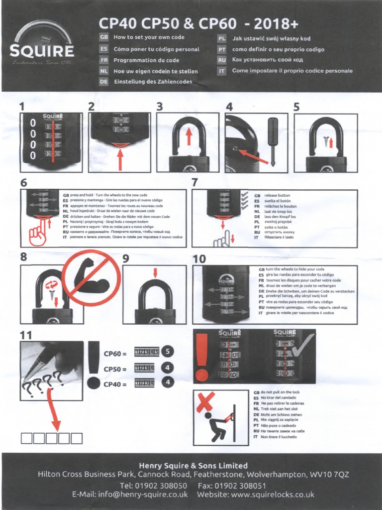 MANUAL Squire Combination Lock Boat | PDF