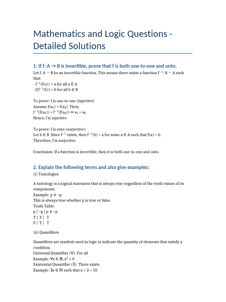Math Logic Solutions | PDF