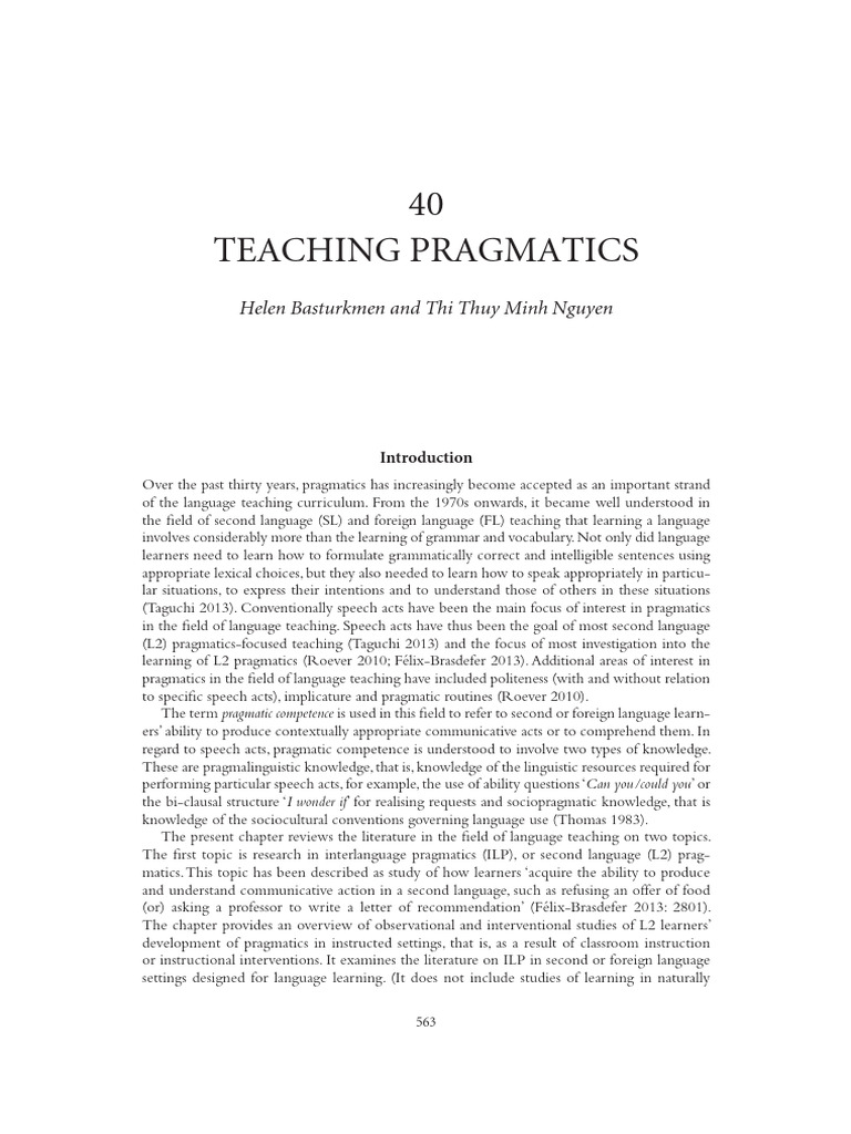 Teaching Pragmatics in Language Learning | PDF | Fluency | Second Language