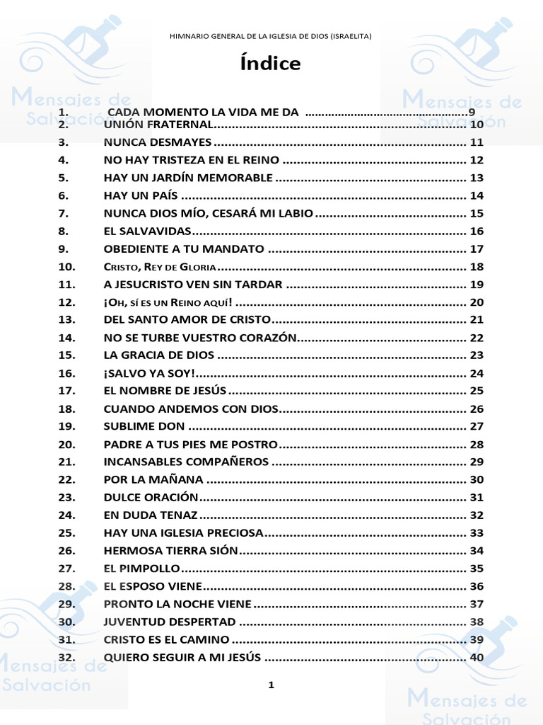 Himnario de la Iglesia de Dios Israelita | PDF | Cristo (título) | Jesús