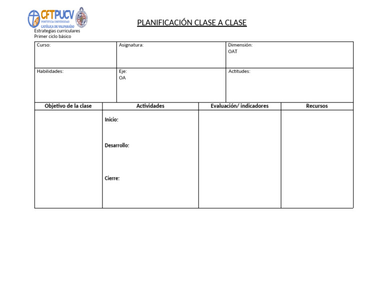 Formato de Planificación Clase A Clase | PDF