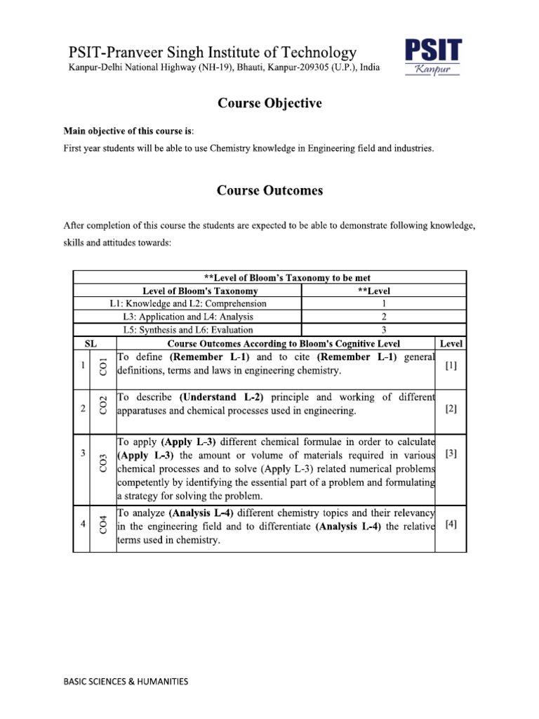 Course Outcome (Printout) | PDF