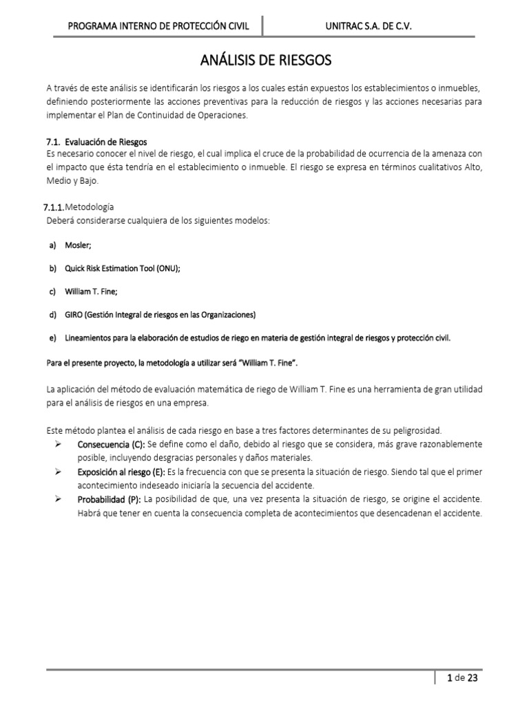 Análisis de Riesgos en Protección Civil | PDF | Riesgo | Evaluación de ...