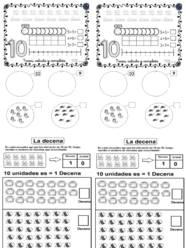 Practica Del 10 Decenas Sumas | PDF