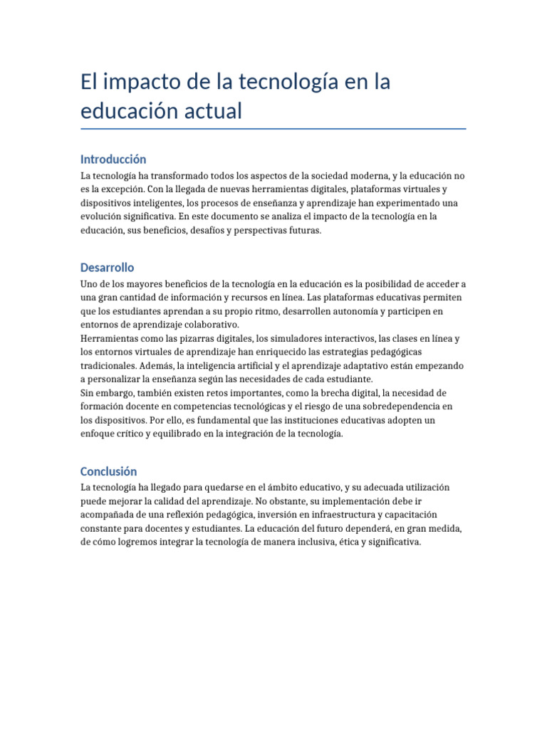 Impacto de la Tecnología en la Educación | PDF