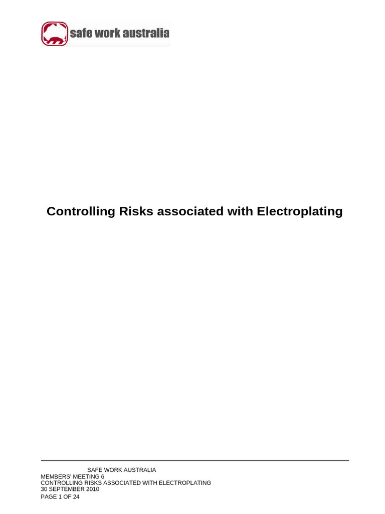 Controlling Risks Associated With Electroplating | PDF | Personal ...