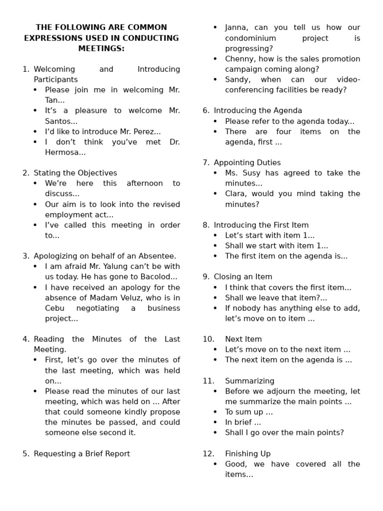 Common Meeting Expressions Guide | PDF | Chess Theory | Chess