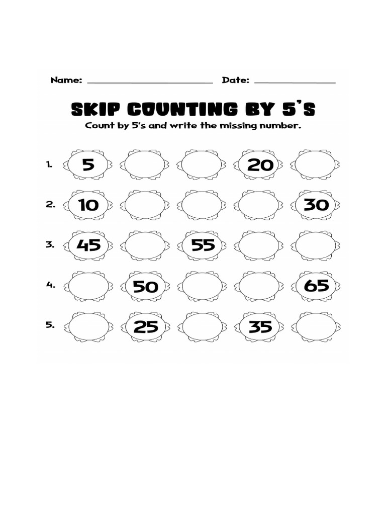 Skip Counting by 5s Worksheets 151696.Png | PDF