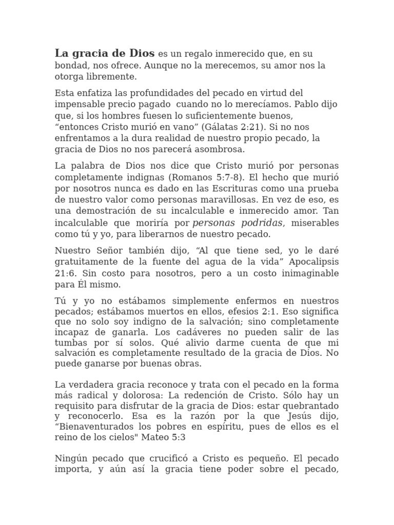 La Gracia de Dios y la Adopción en Cristo | PDF | Pecado | Cristo (título)