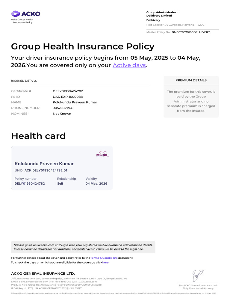 Acko Group Health Insurance Overview | PDF | Service Industries ...