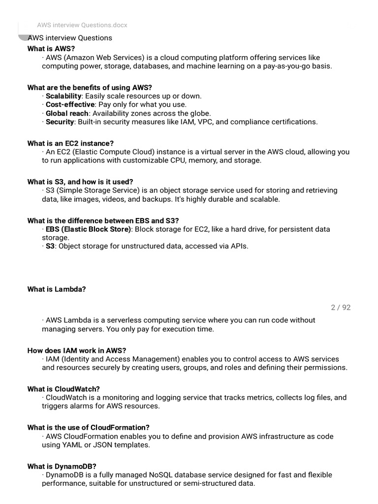 Essential AWS Interview Questions | PDF