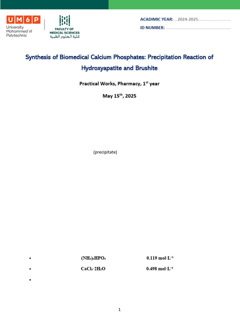 TP Precipitation Reaction (HA & DCPD) LV (15!05!23) | PDF ...