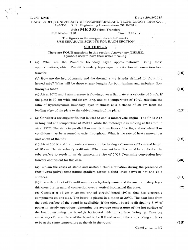 ME 305 TFQ - Merged | PDF | Boundary Layer | Heat Transfer