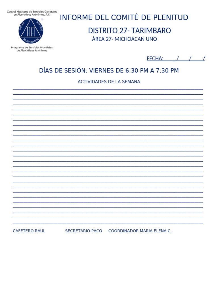 Informe de Actividades Comité Tarimbaro | PDF