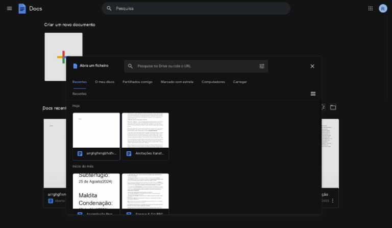 Documentos Recentes no Google Docs | PDF