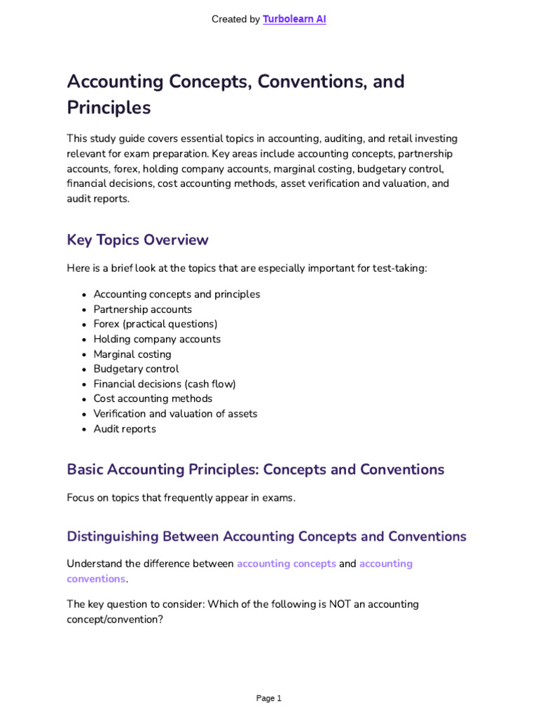 Accounting Concepts and Principles Guide | PDF | Audit | Debits And Credits