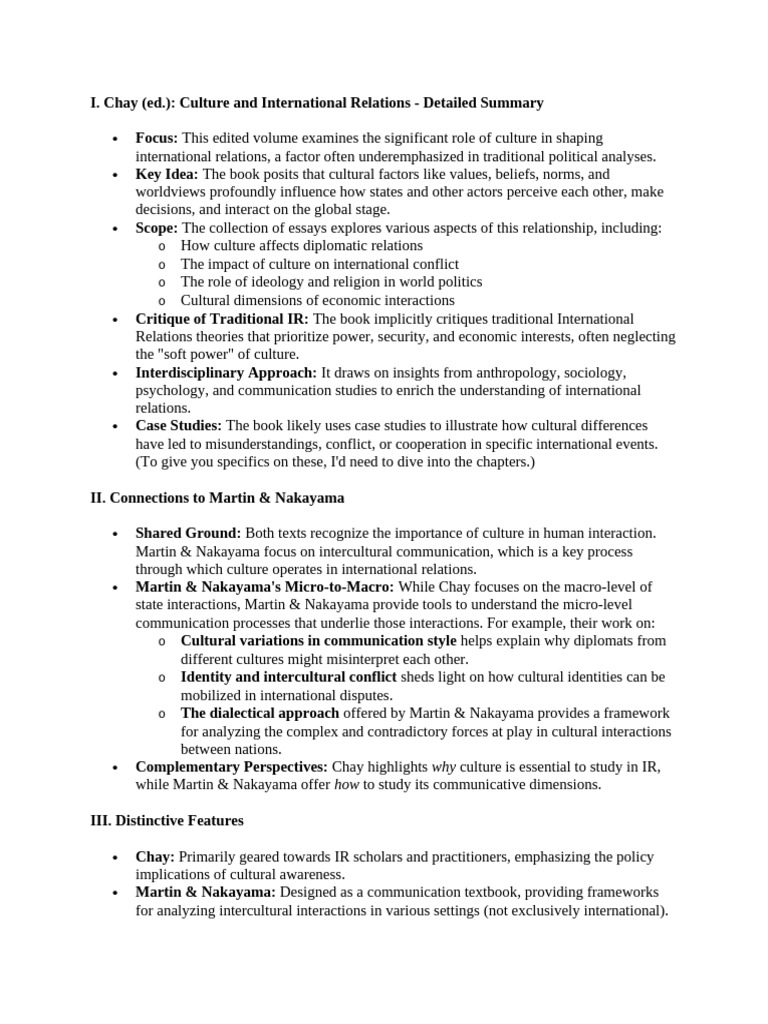 Chay Culture and International Relations REZUMAT | PDF | International ...