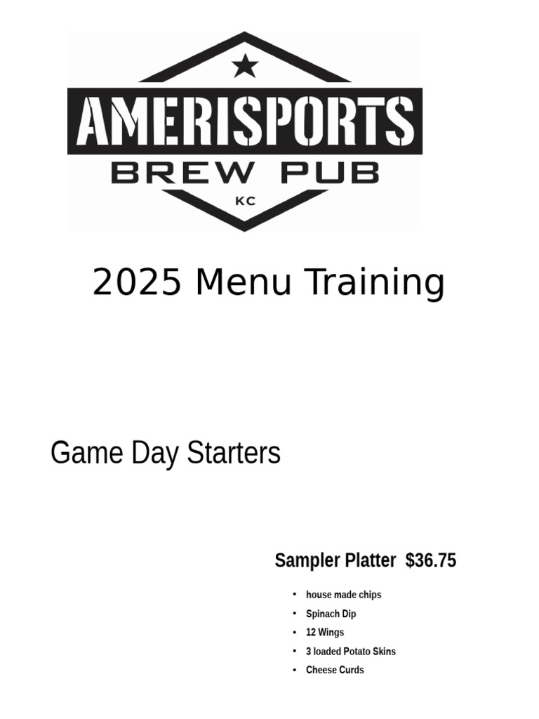 2025 Game Day Menu Training Guide | PDF | Hamburgers | Sauce