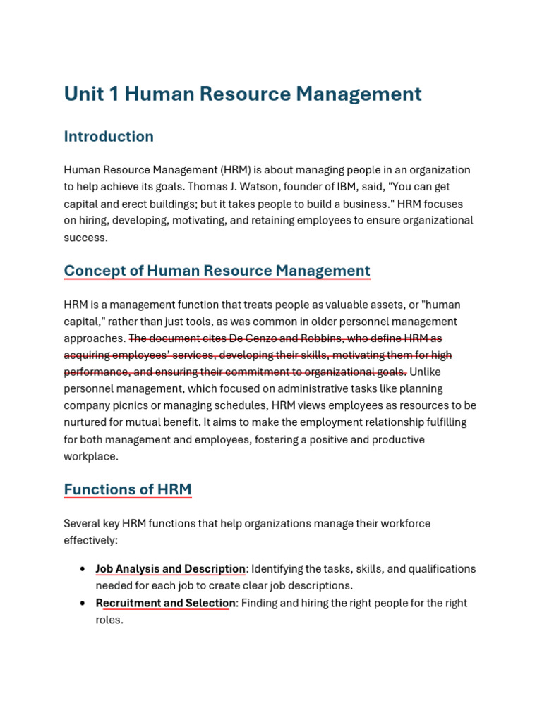 Human Resource Management Overview | PDF | Human Resource Management ...