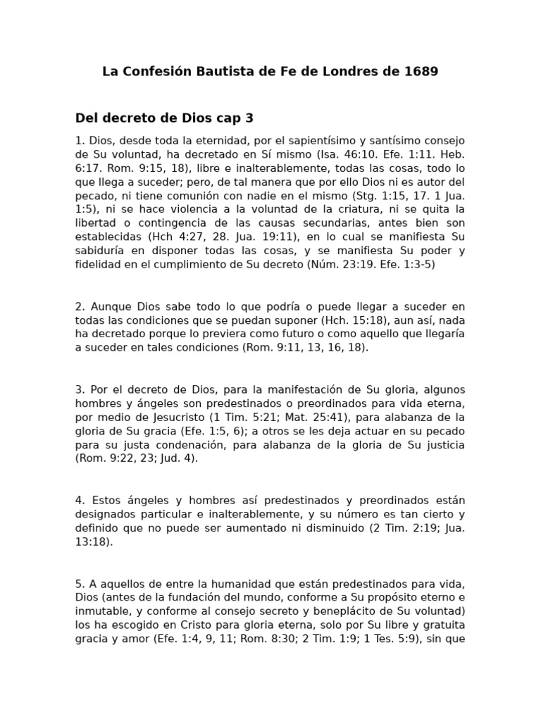 La Confesión Bautista de Fe de Londres de 1689 | PDF | Cristo (título ...