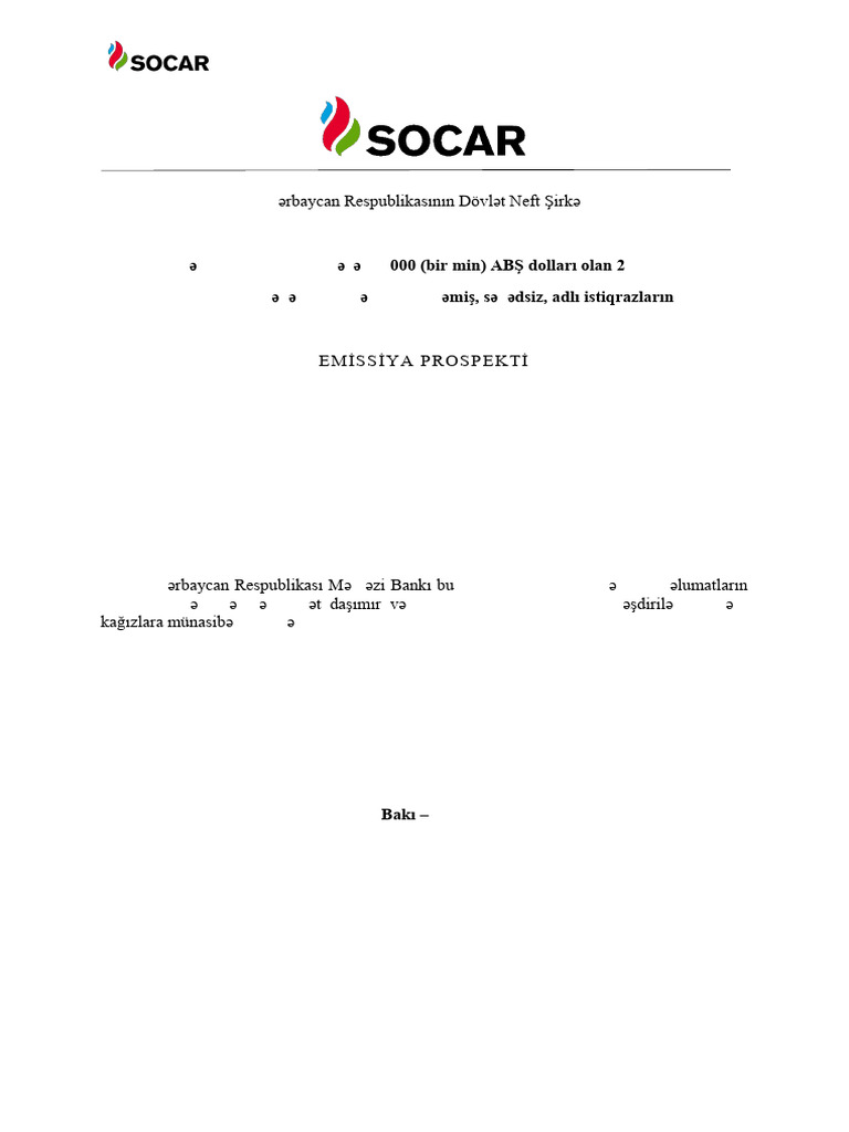 SOCAR Istiqrazlari-Emissiya Prospekti | PDF