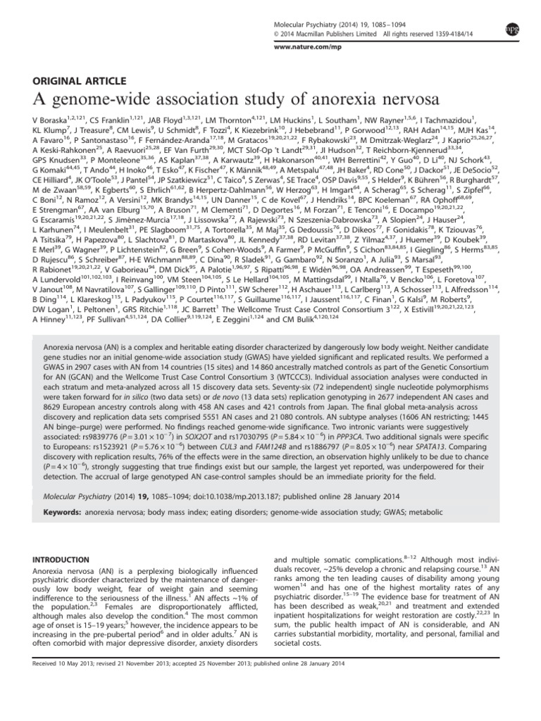 A Genome-Wide Association Study of Anorexia Nervosa | PDF | Single ...