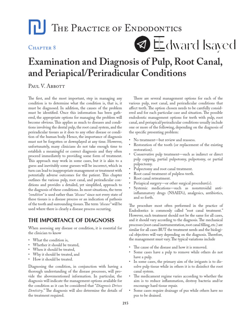 Endodontic Diagnosis and Management Guide | PDF | Pain | Dentistry Branches