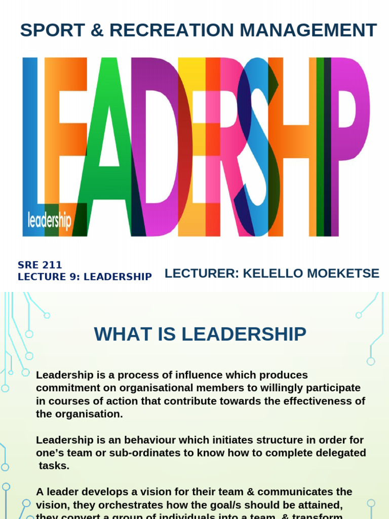 Sre 211 Lecture 9 Leadership 1 3 | PDF | Leadership | Power (Social And ...