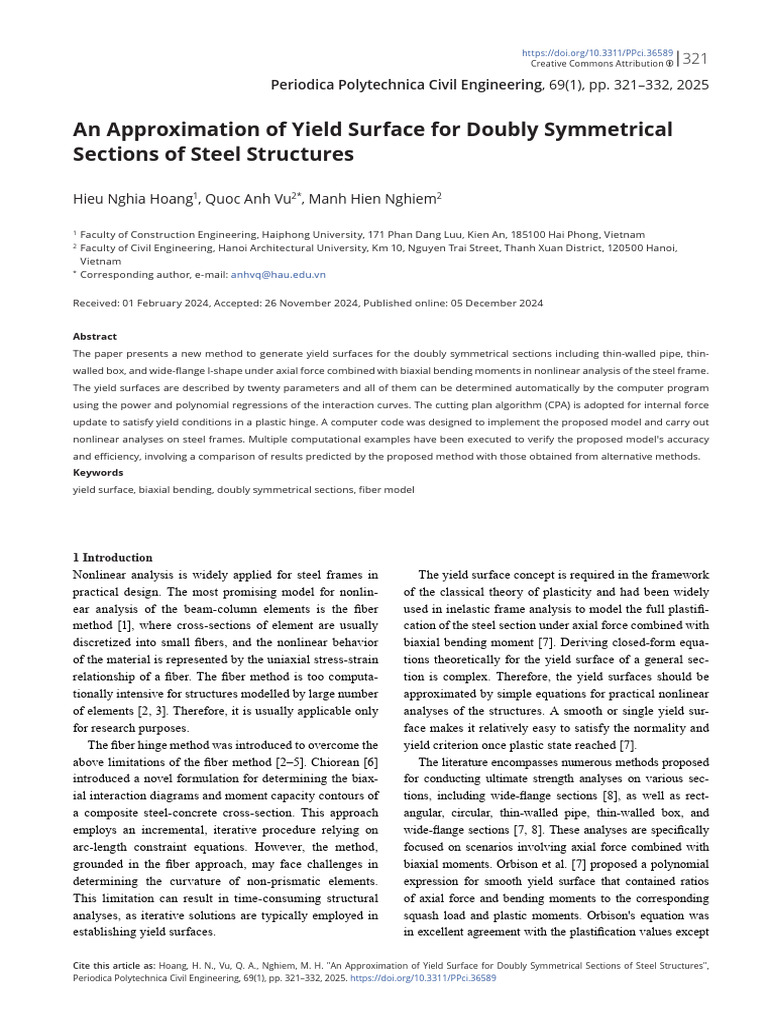 Yield Surface Approximation for Steel Sections | PDF | Bending | Yield ...