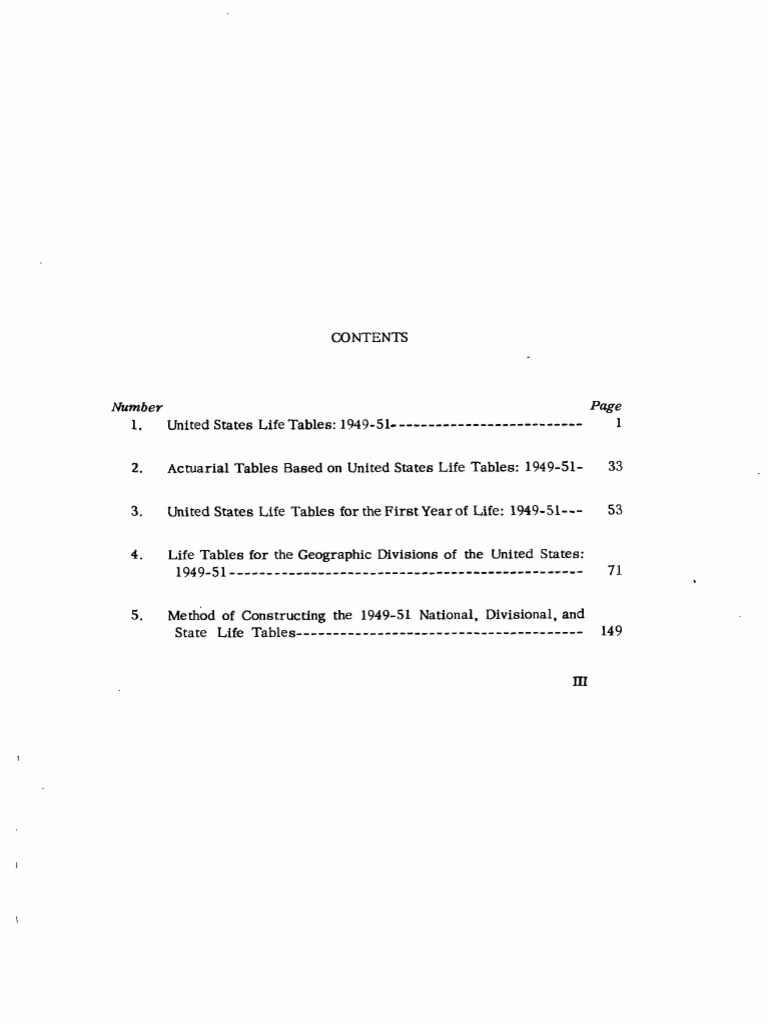 U.S. Life Tables 1949-51 Report | PDF