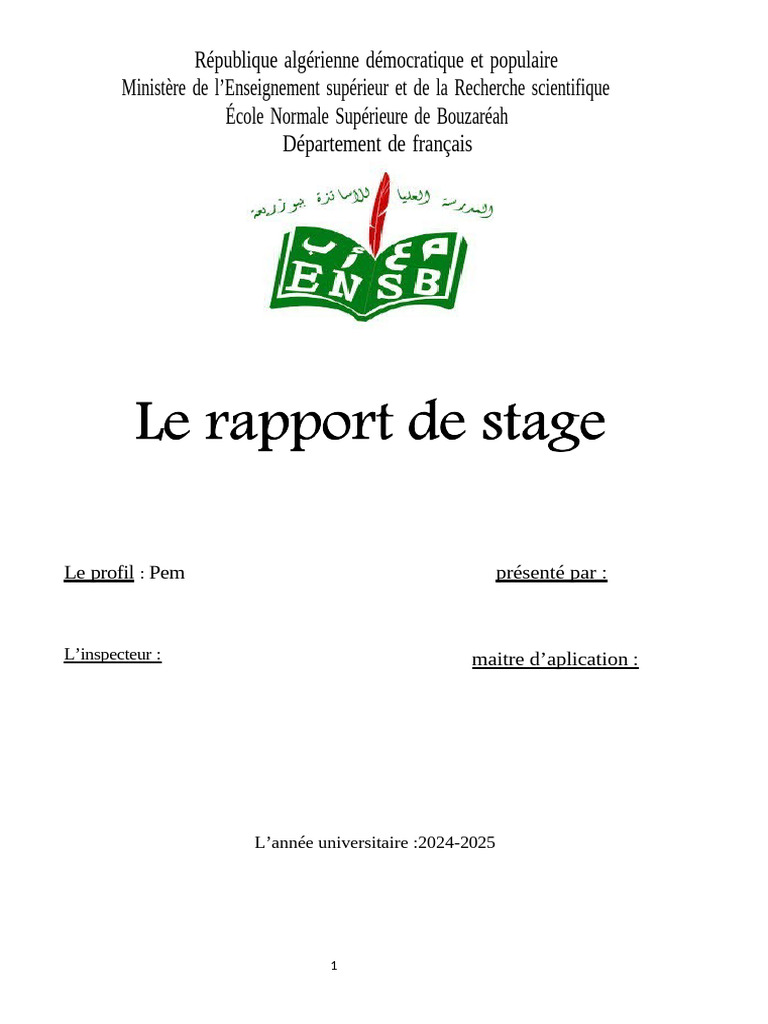 Rapport de stage au Collège Hafni Nassef | PDF | Pédagogie | Fable