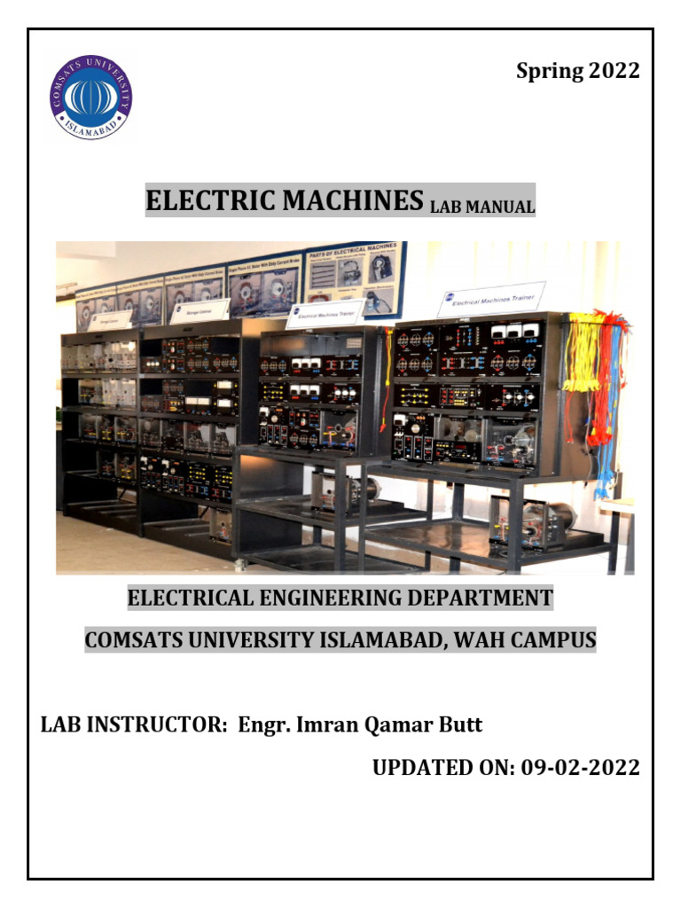 Electric Machines Lab Manual 2022 | PDF | Transformer | Electric Motor