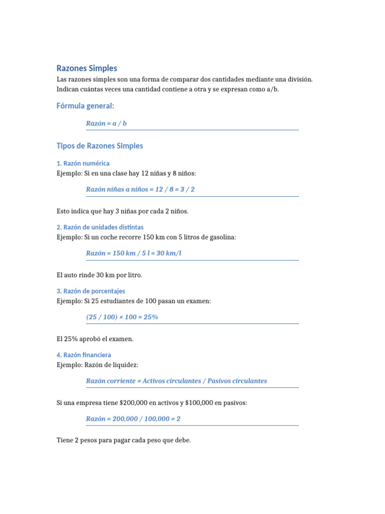 Razones Simples Ampliado | PDF | Porcentaje | Proporción