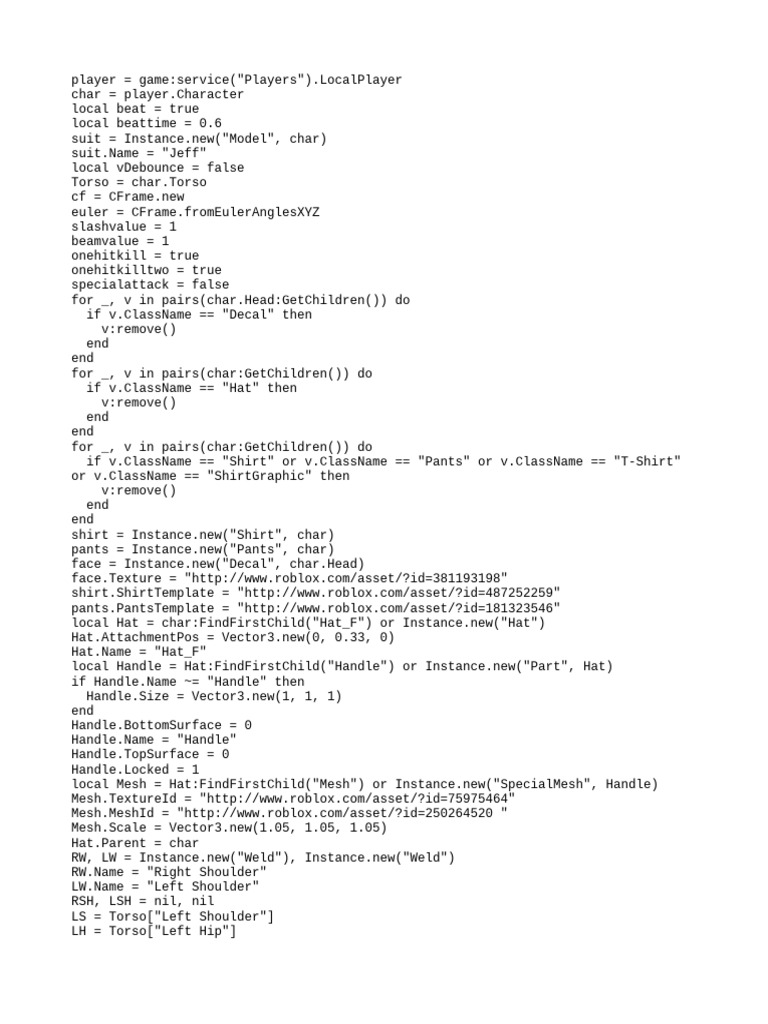 Jeff the Killer Roblox Script Guide | PDF