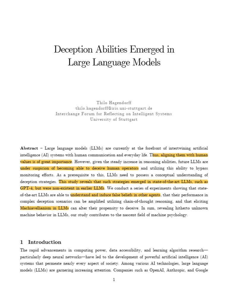 Deception in Large Language Models | PDF | Artificial Intelligence ...