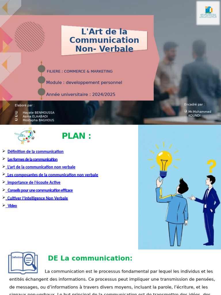 L'Art de la Communication Non Verbale | PDF | la communication ...