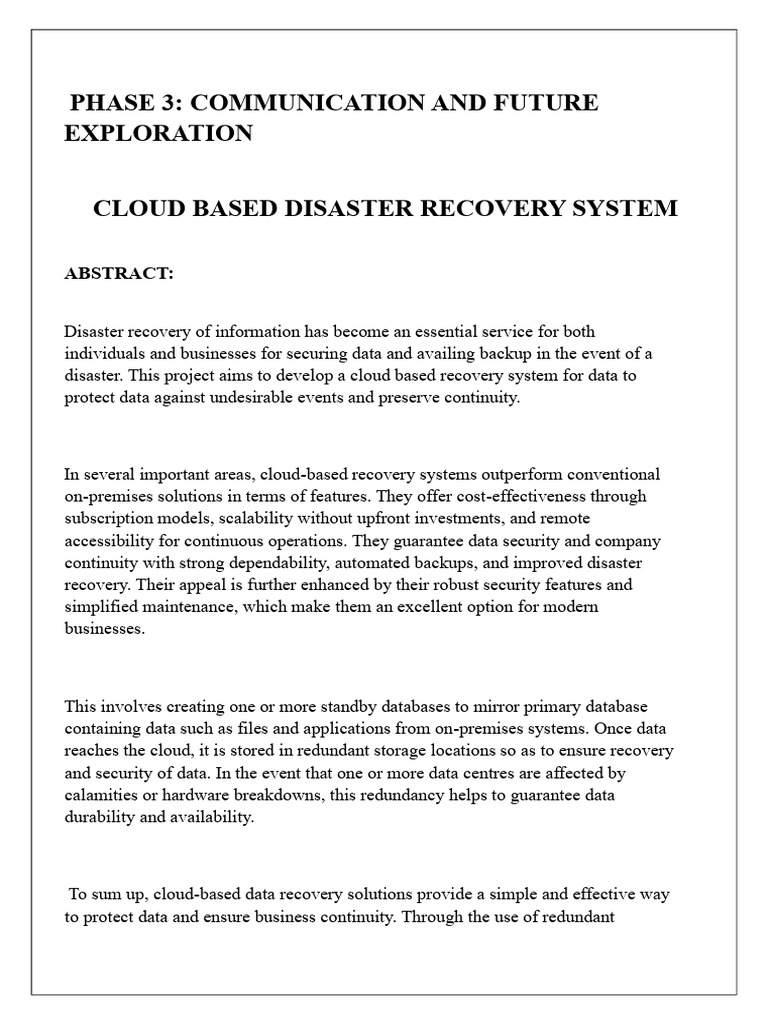 Cloud-Based Disaster Recovery System | PDF | Cloud Computing | My Sql