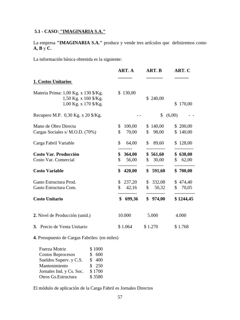 Análisis de Costos y Rentabilidad en IMAGINARIA S.A. | PDF | Precios ...