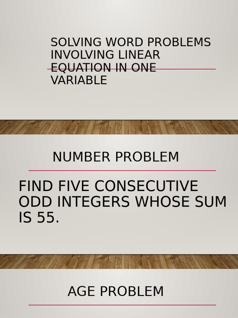 Solving Linear Equation Word Problems | PDF