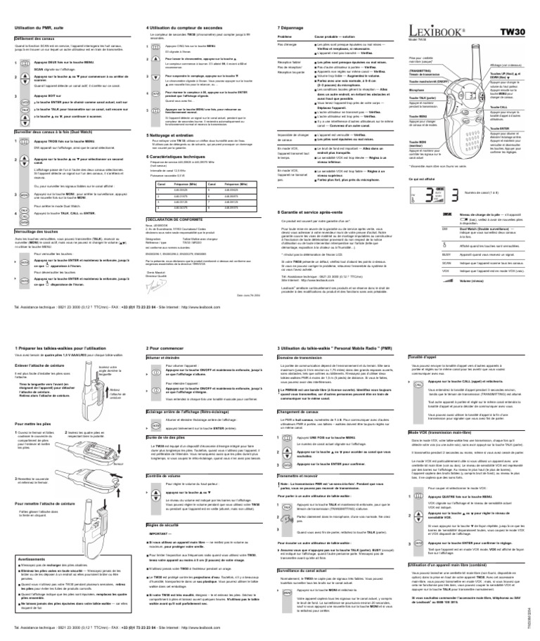 Guide d'utilisation du TW30 | PDF