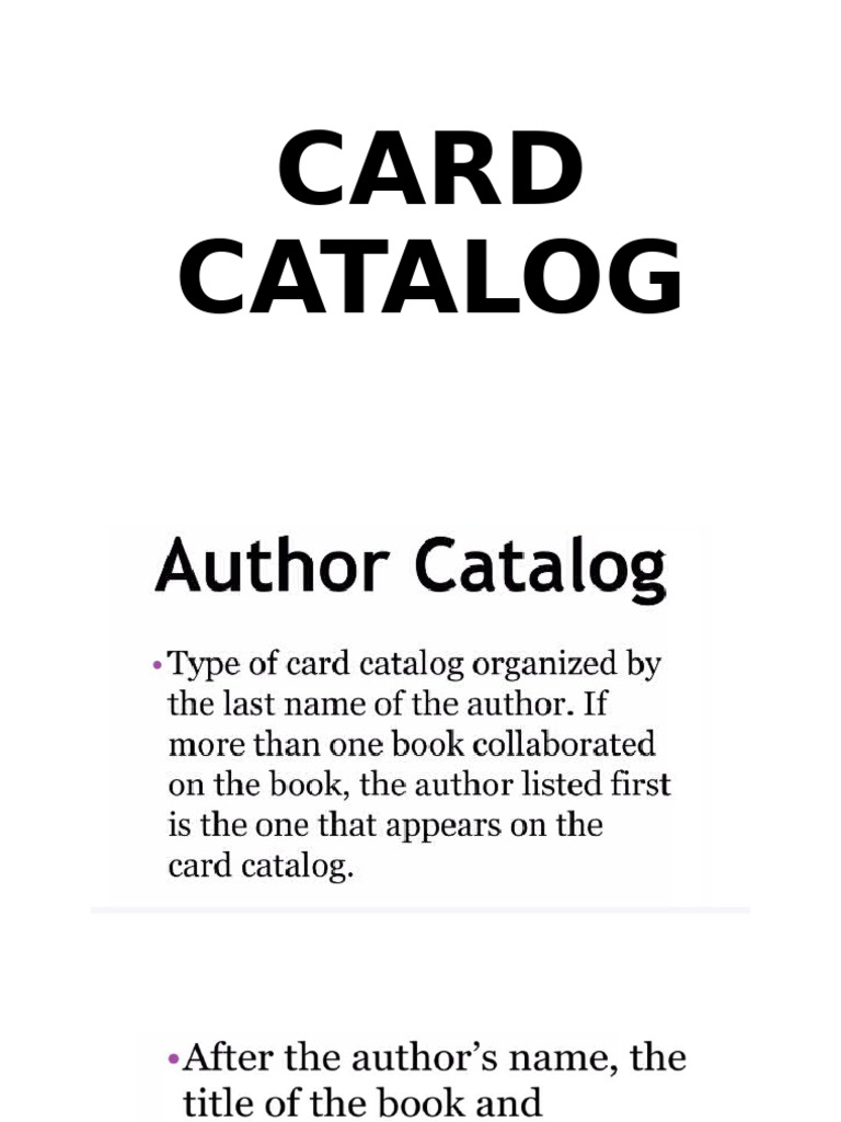 Card Catalog | PDF