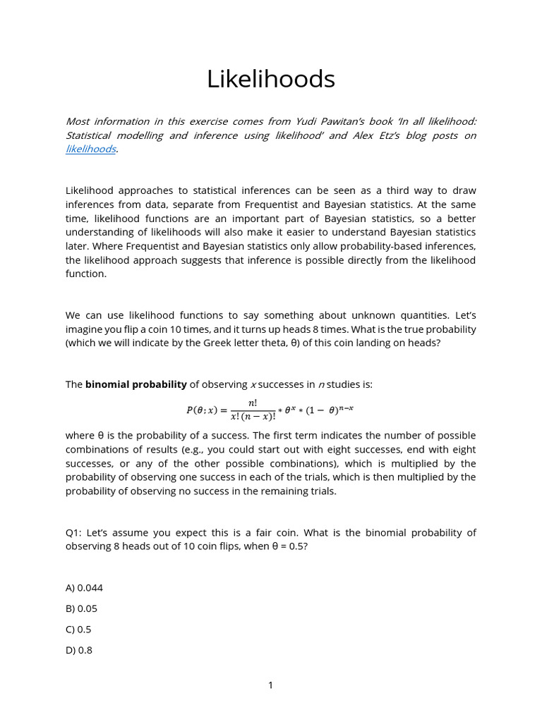 Understanding Likelihood in Statistics | PDF | Statistical Inference ...