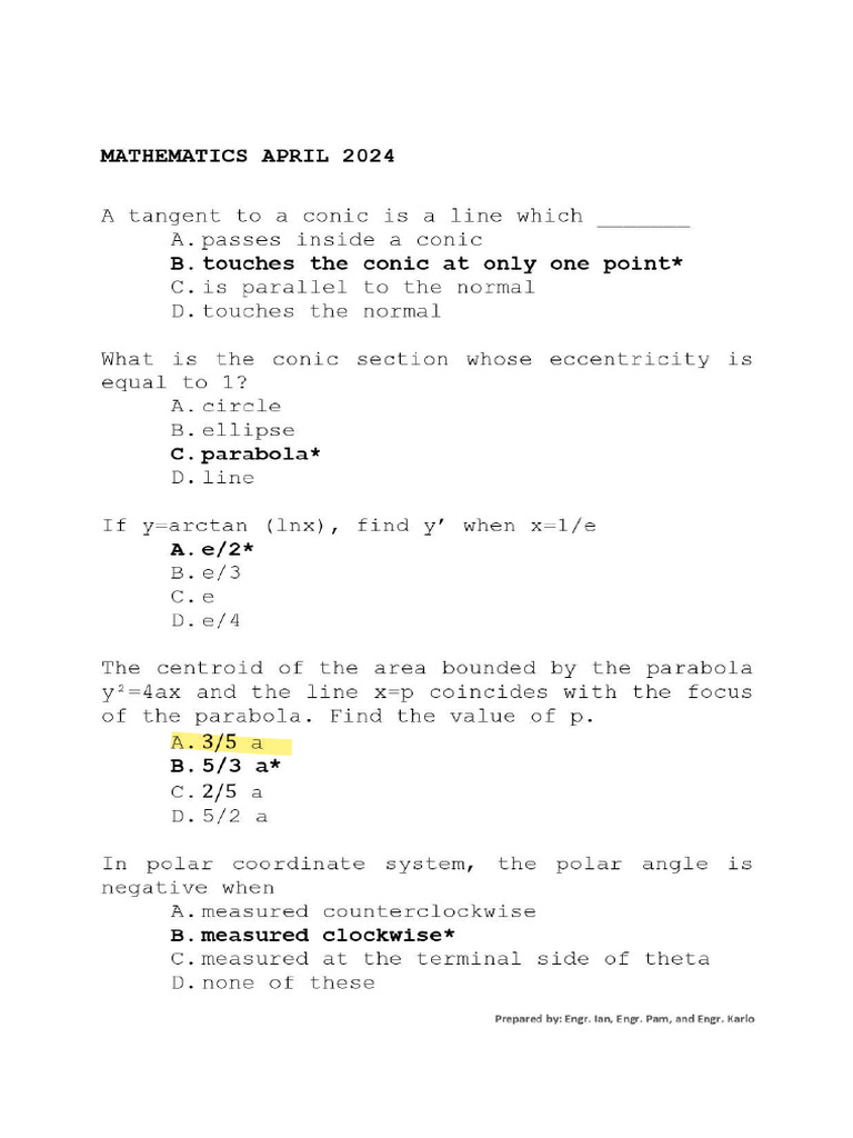 Mathematics April 2024 | PDF
