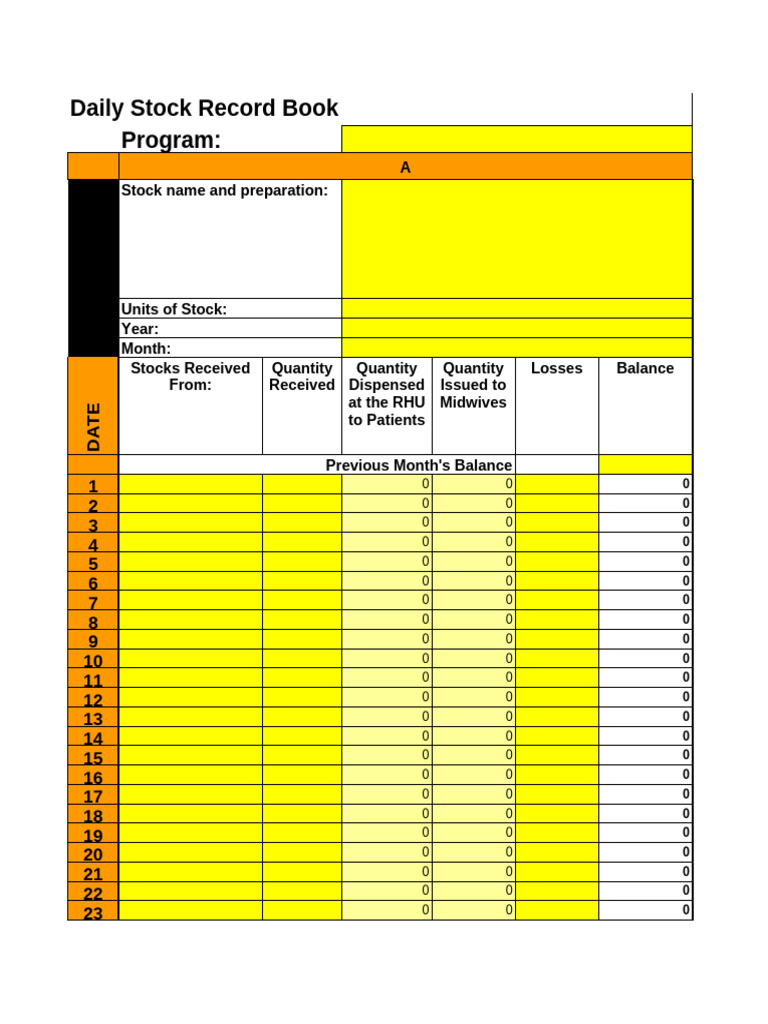 Daily Stock and Dispensing Record | PDF