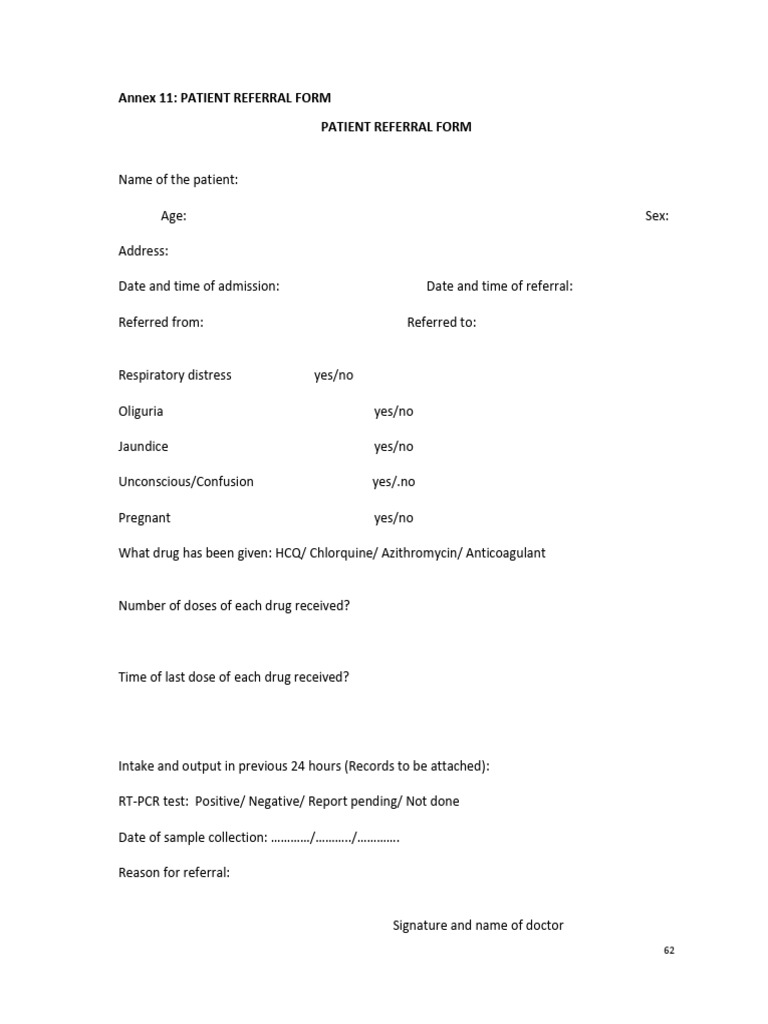 Patient Referral Form Template | PDF