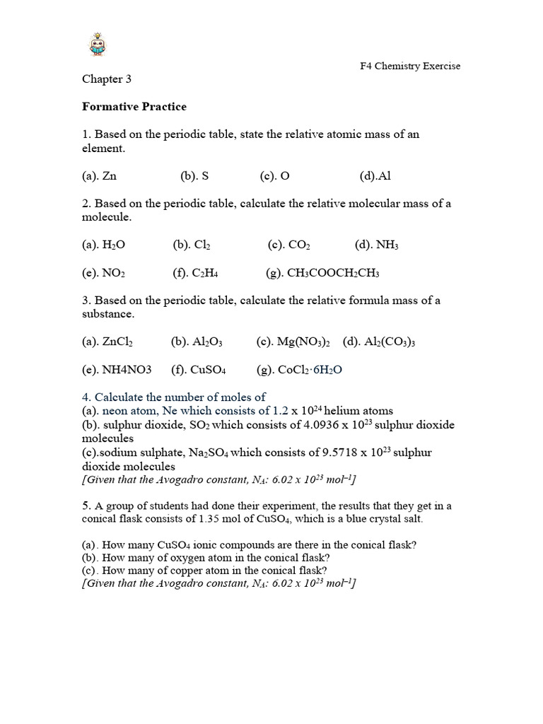 F4 Chapter 3 Formative Exercise | PDF