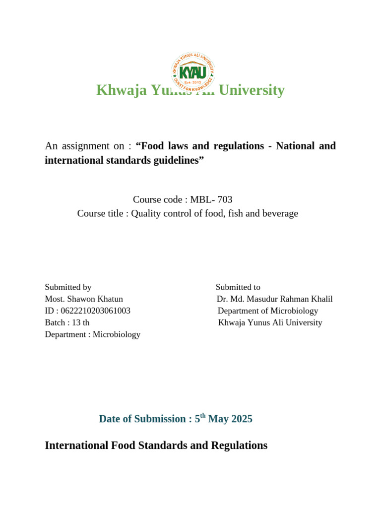 Food Laws and Regulations Overview | PDF | Food Safety | Food And Drug ...
