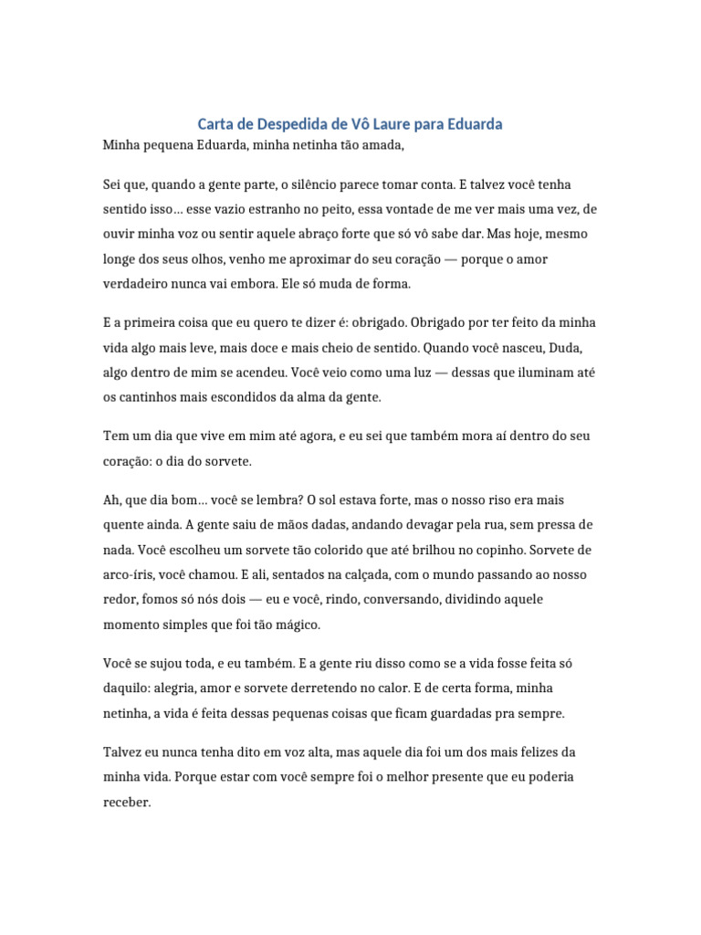 Carta de Despedida Vo Laure para Eduarda | PDF | Amor