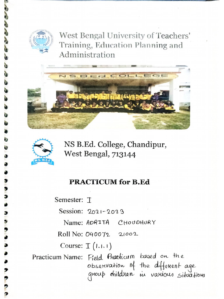 Bed Course 1 Practicum | PDF