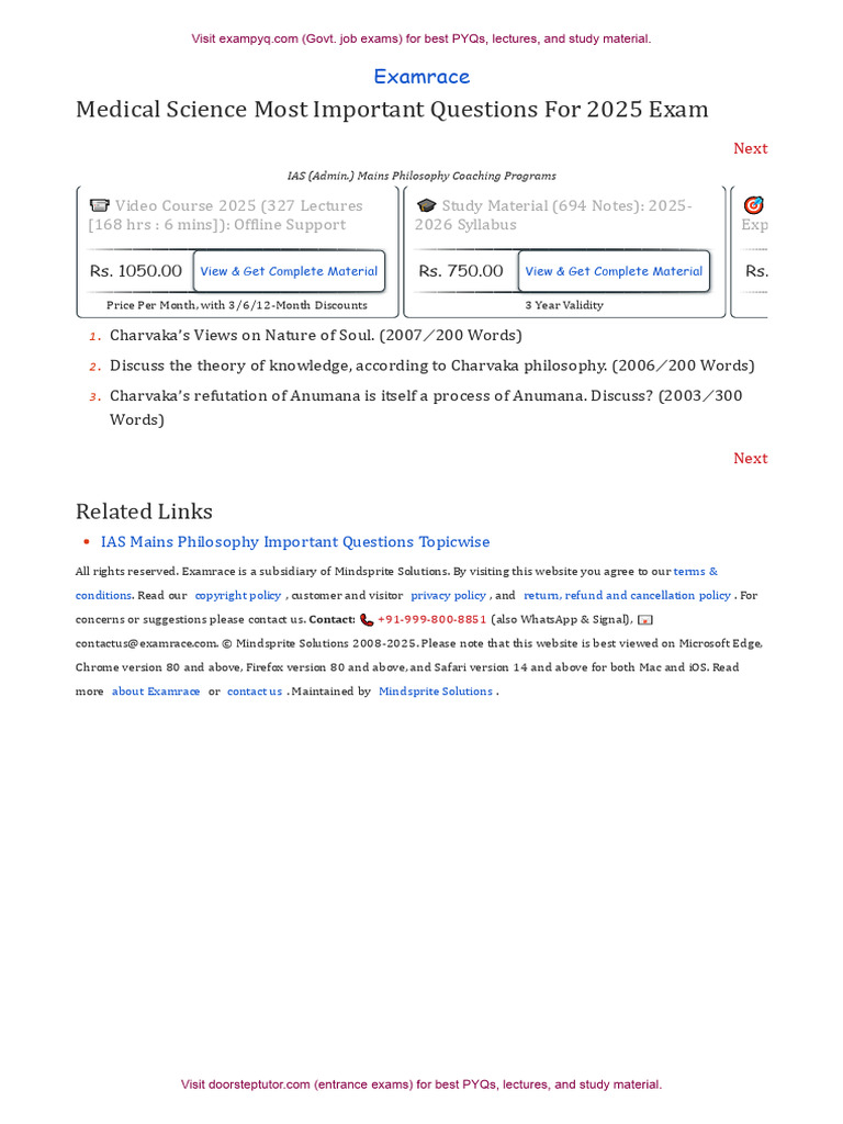 2025 Medical Science Exam Questions | PDF